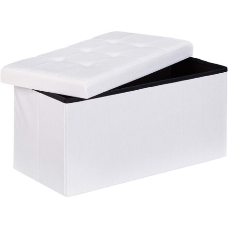 Pouf/panca/poggiapiedi pieghevole con contenitore 76 cm lino bianco 1300023376