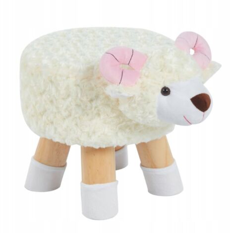 Pouf per bambini PECORA GAMBE in legno bianco Protezione sulle GAMBE