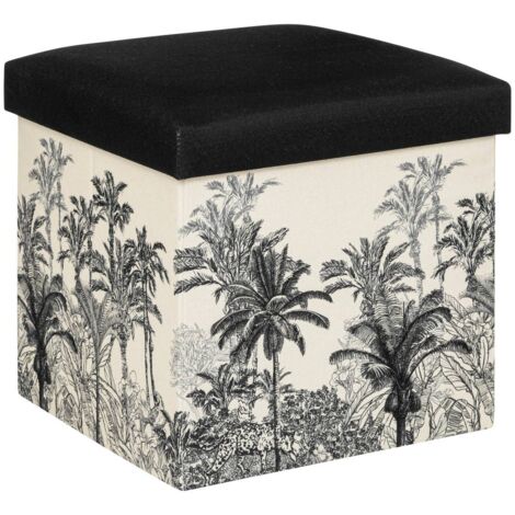 Pouf pieghevole benicio con motivi in bianco e nero - Atmosphera créateur d'intérieur