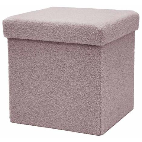Pouf Pieghevole in Teddy Bouclè Rosa - 38x38x38 cm