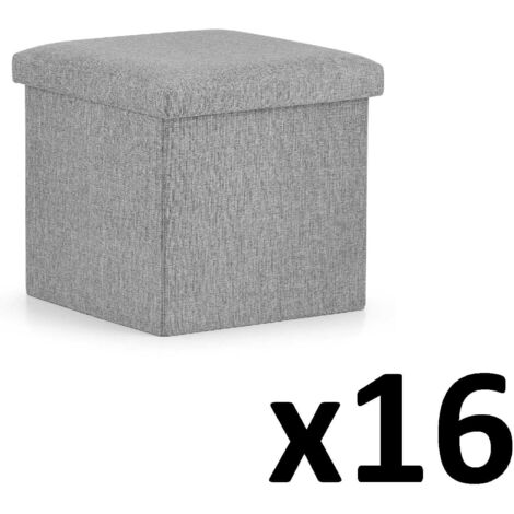 Pouf pieghevole M - 30x30x30 cm grigio x 16