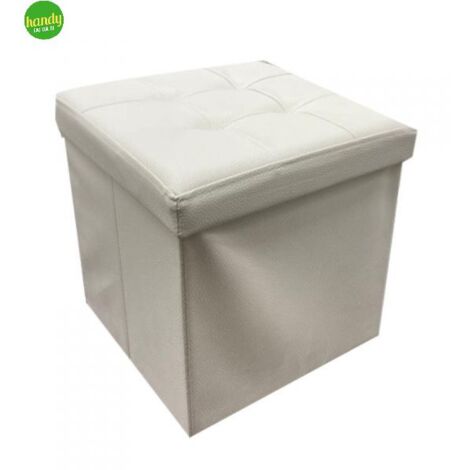 Pouf pieghevole simil pelle Angelo Carillo Linea Oro 38x38x38 cm colore perla