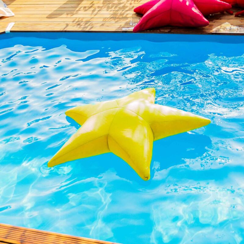 Livedeco - Pouf Piscine, Étoile de Mer Jaune, Flottant pool BiG52