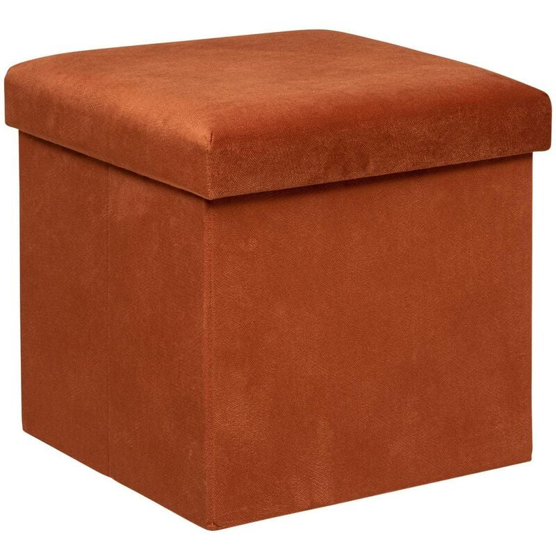 Atmosphera - Pouf pliant Lilou en velours 38x38cm ambre créateur d'intérieur