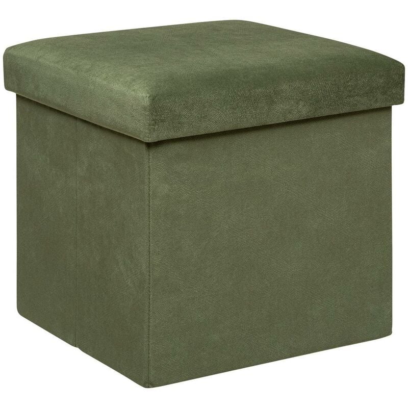 Atmosphera - Pouf pliant Lilou en velours 38x38cm vert kaki créateur d'intérieur