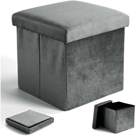 Pouf pliable en velours DIEGO graphite VELVET taille M