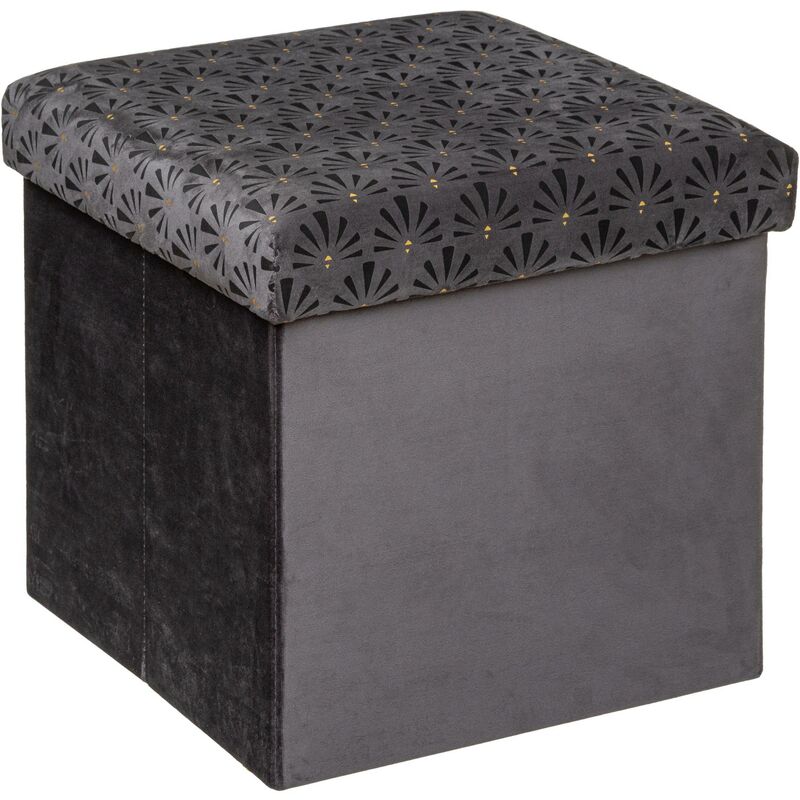 Poufa avec compartiment de rangement 2en1 liam, pliable, 38 x 38 cm, anthracite