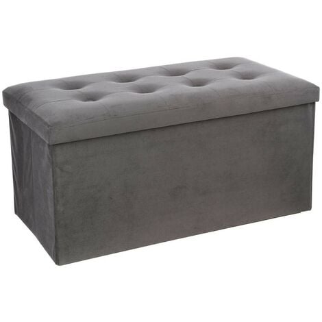 Pouf Pliable En Velours Lysandre Gris - Atmosphera