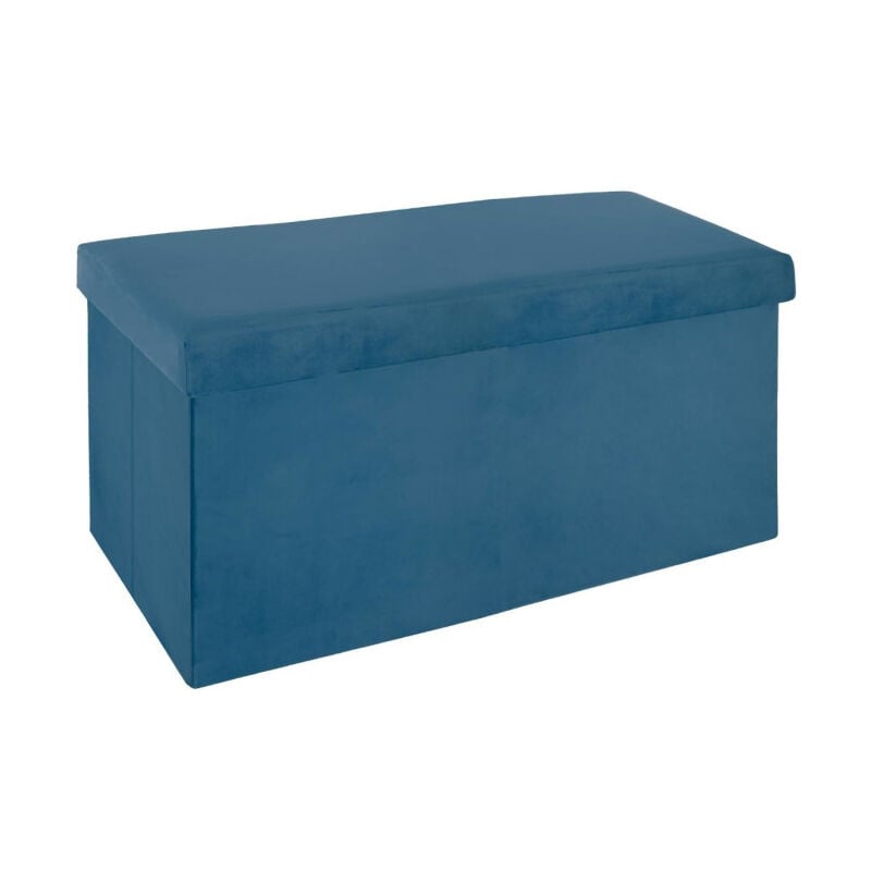 Pouf Pliable en Velours 'Tess' 76cm Bleu