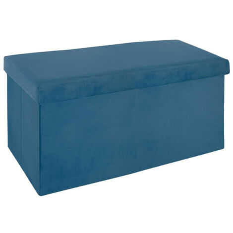 Pouf Pliable en Velours "Tess" 76cm Bleu
