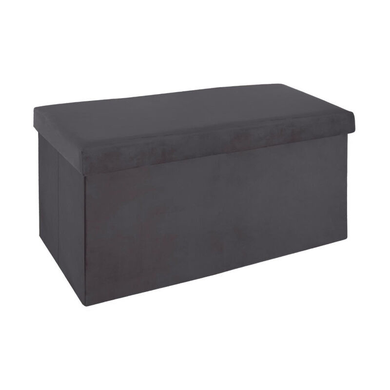 Pouf Pliable en Velours "Tess" 76cm Gris Foncé