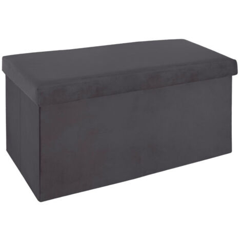 Pouf Pliable en Velours "Tess" 76cm Gris Foncé