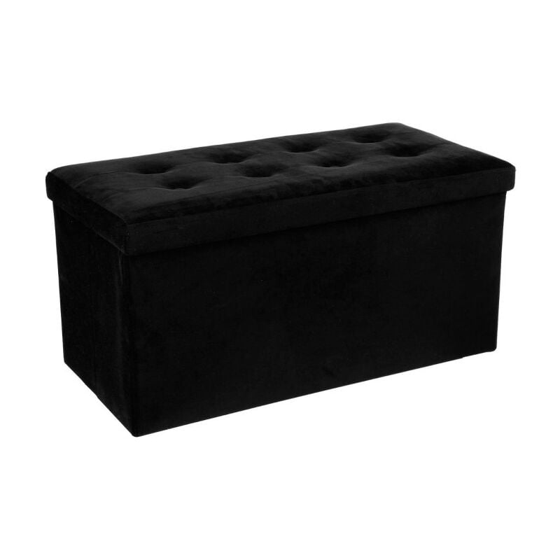 Pouf Pliable Velours 'Lysandre' 76cm Noir