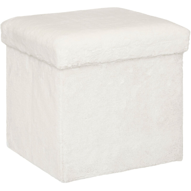 Homemaison - Pouf pliable en fourrure Blanc 38 x 38 x 38 cm - Blanc