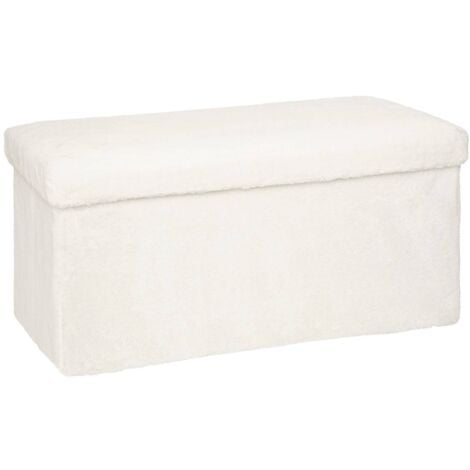 Pouf pliant double Ezzio fourrure blanche - Atmosphera créateur d'intérieur
