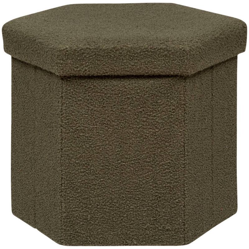 Pouf pliant hexagonal Jako bouclette Vert Kaki Atmosphera