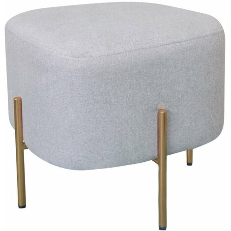 Pouf poggiapiedi in tessuto effetto velluto testurizzato beige e