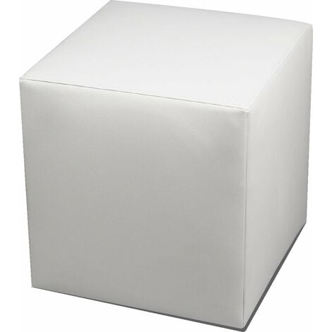 Pouf Poggiapiedi 42x42x44 cm in Similpelle Avalli Cubo Bianco