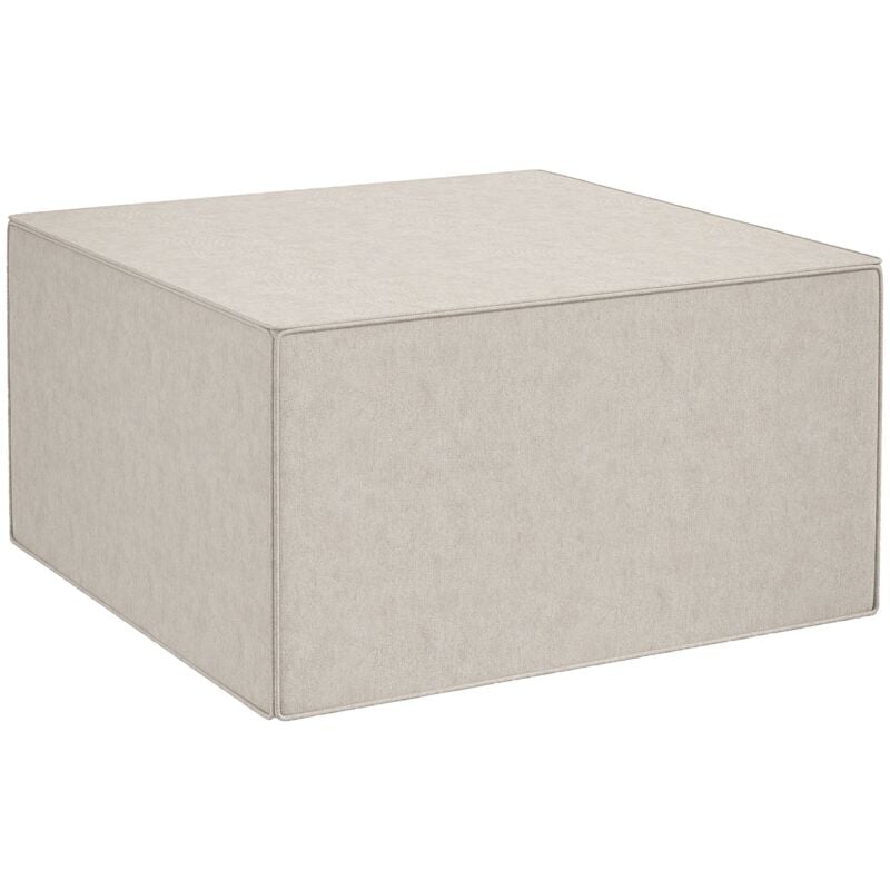 Pouf Poggiapiedi 75x75x41 cm Rivestimento Rimovibile Tessuto Effetto Lino Beige