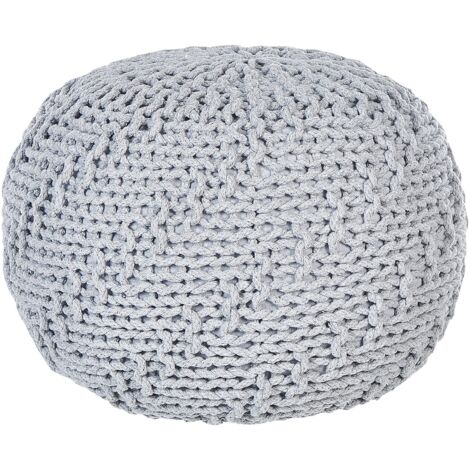 Pouf poggiapiedi imbottito sgabello in cotone grigio chiaro 50 x 35 cm Priene