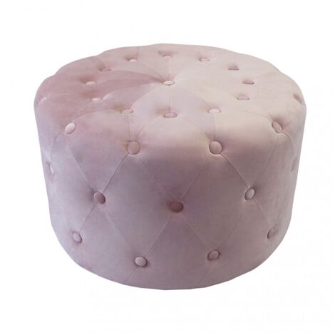 Pouf Poggiapiedi Rotondo in Velluto Rosa 67 x 41 cm