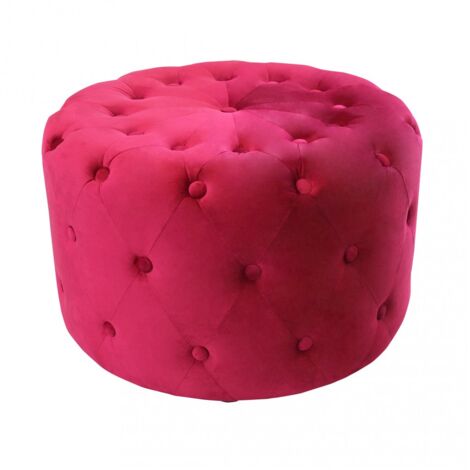 Pouf Poggiapiedi Rotondo in Velluto Rosso 67 x 41 cm