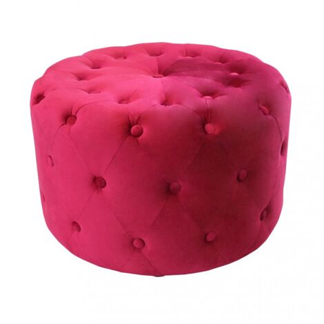Pouf Poggiapiedi Rotondo in Velluto Rosso 67 x 41 cm