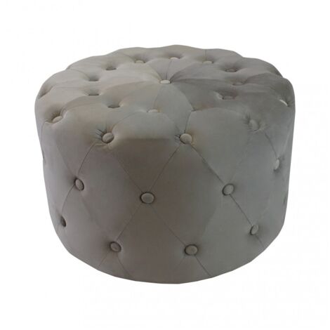 Pouf Poggiapiedi Rotondo in Velluto Tortora 67 x 41 cm