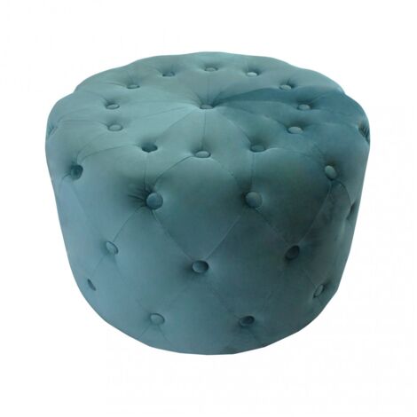 Pouf Poggiapiedi Rotondo in Velluto Verde 67 x 41 cm