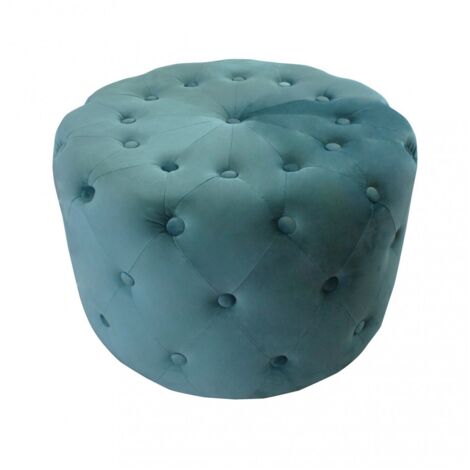 Pouf Poggiapiedi Rotondo in Velluto Verde 67 x 41 cm