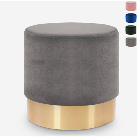 Sgabello imbottito pouf rotondo poggiapiedi velluto design Holoserica