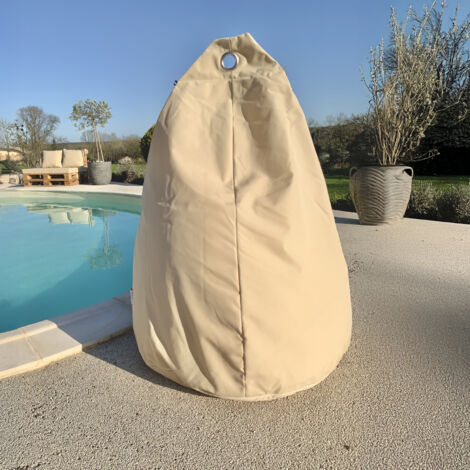 Pouf poire à microbille Beige 80 cm