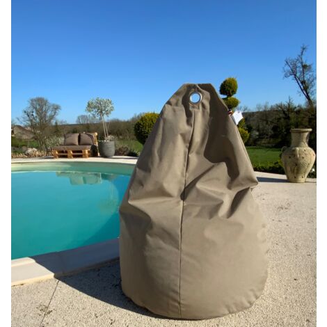 Pouf poire à microbille Taupe 80 cm