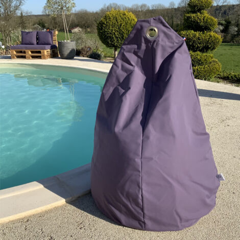 Pouf poire à microbille Violet aubergine 80 cm