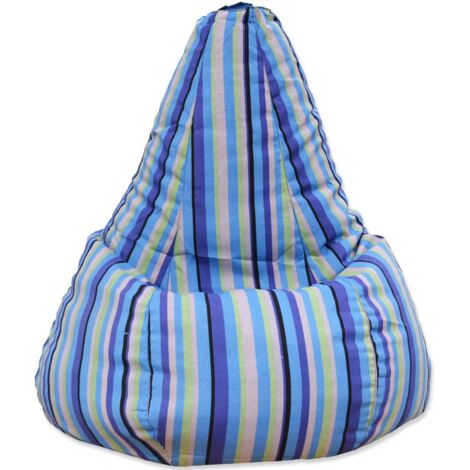 Pouf poire adulte bleu rayé