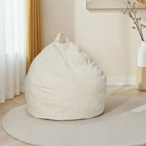 Pouf poire HORTENSE en velours côtelé beige