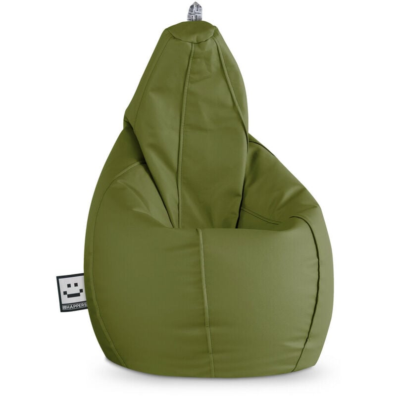Pouf Poire Similicuir Indoor Kaki Happers xl