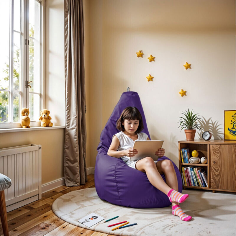 Happers - Pouf Poire Similicuir Indoor Lilas xl