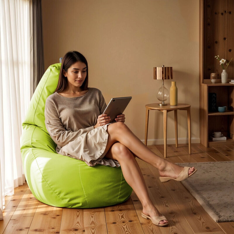 Happers - Pouf Poire Similicuir Indoor Vert xxl