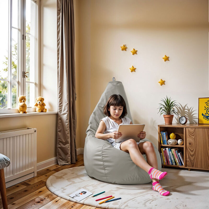 Happers - Pouf Poire Similicuir Indoor GrIs Clair xl