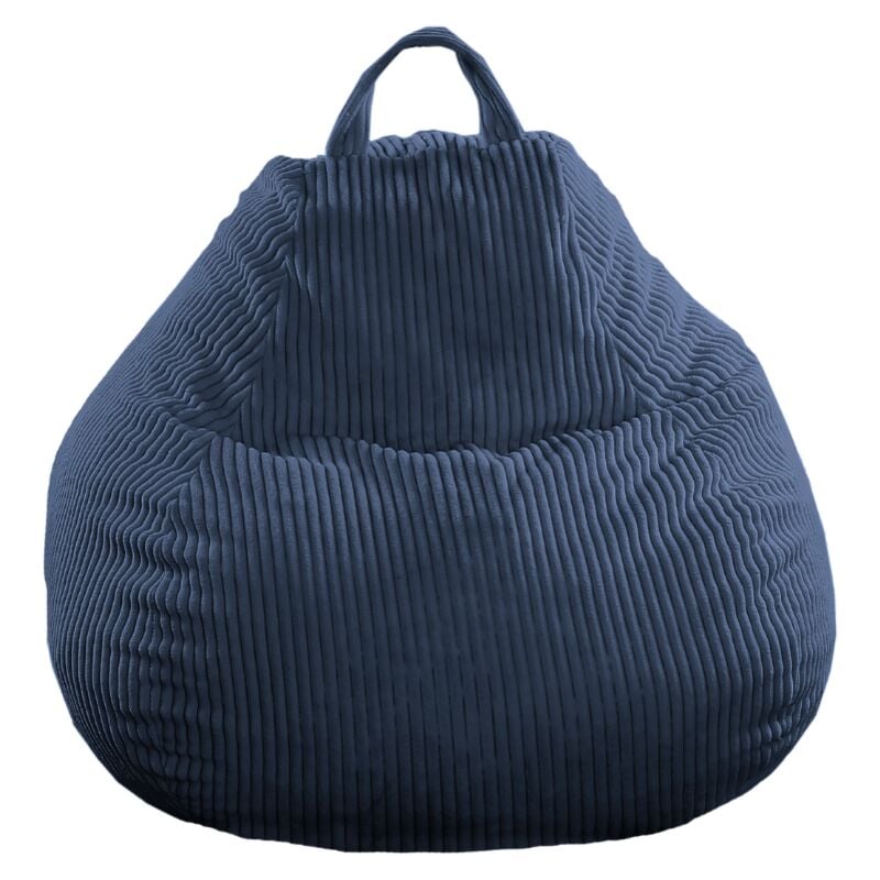 Pouf Poire Velours Côtelé déhoussable - 80x70 cm Bleu foncé Bananair