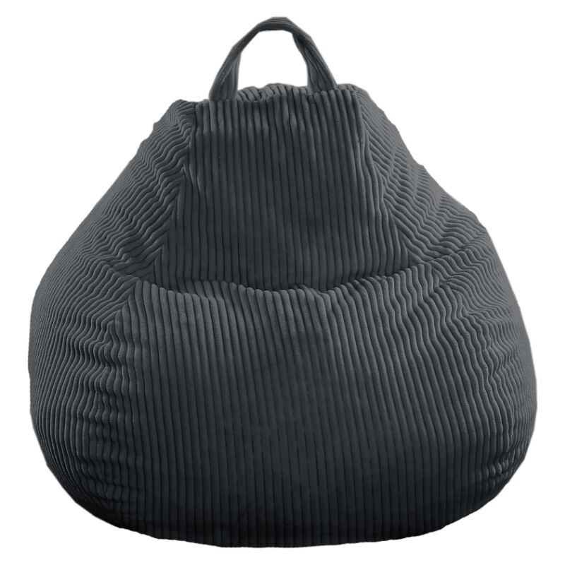 Pouf Poire Velours Côtelé déhoussable - 80x70 cm Gris foncé Bananair