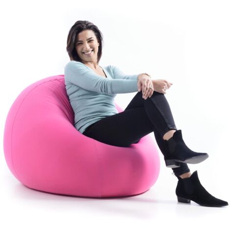 Pouf Poire XL Intérieur, Déhoussable, Salon, Chambre, Tissu Stretch élastique, Rose BiG52