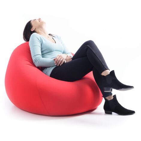 Pouf Poire XL Intérieur, Déhoussable, Salon, Chambre, Tissu Stretch élastique, Rouge BiG52