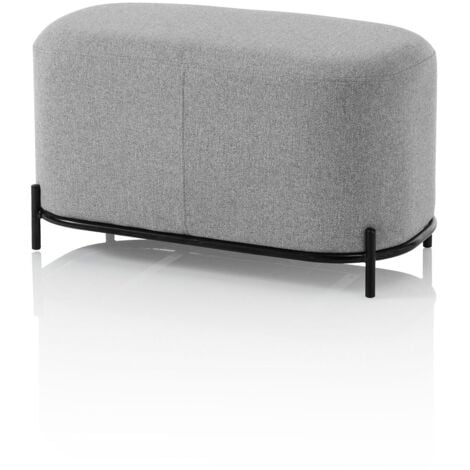 Pouf Contenitore Tessuto Cinigliato Grigio Chiaro - VULGANO