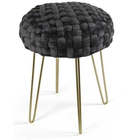 Pouf Léandre nero effetto velluto : : Casa e cucina