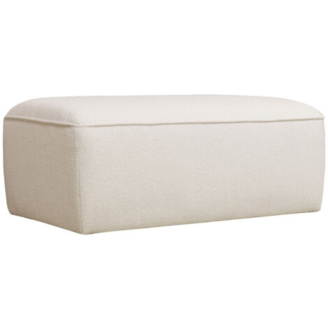 Pouf pour canapé modulable en tissu bouclette - Blanc ivoire - NOOR