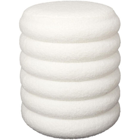 Pouf rangement bouclette blanc 37 cm diamètre – Hauteur 43,5 cm – 2 en 1 rangement et assise – Léger 4,6 kg pour salon ou chambre