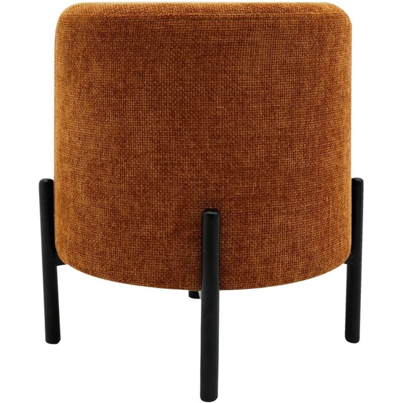 Pouf Rebecca Mobili Semal 43,5x38x38 Tissu Polyester Acier Orange Noir Moderne