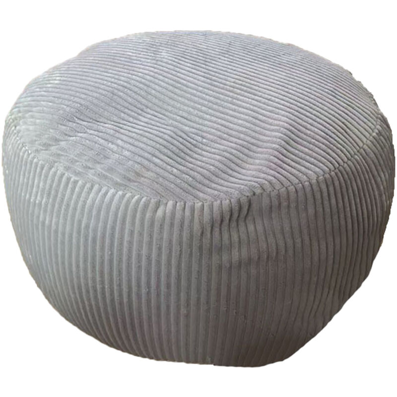 Pouf Relaxdays, cord, H x D : 25 x 35 cm, rembourrage en polystyrène, coussin de sol rond, pouf, gris clair